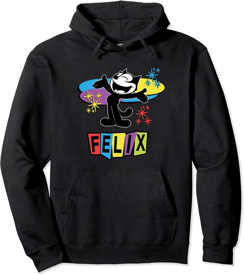 Felix Cat Comics Retro Futurist TV in Joyful Happy Design Pullover Hoodie