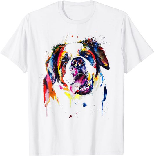 Colorful Saint Bernard Dog Dad MomT-Shirt