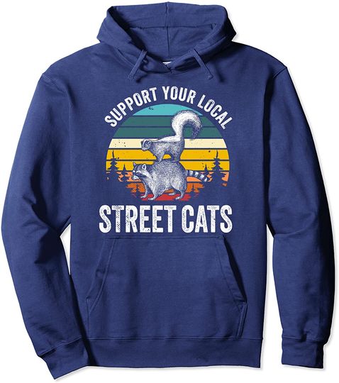 Support Local Street Cats Raccoon Sunset Pullover Hoodie