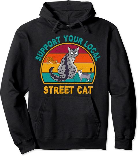 Support Your Local Street Cat Funny Vintage Breweries Pullover Hoodie