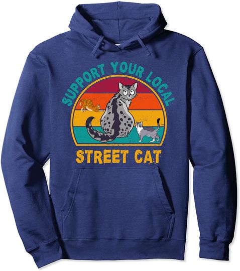 Support Your Local Street Cat Funny Vintage Breweries Pullover Hoodie