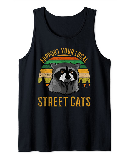 Support Your Local Street Cats tshirt raccoon sunset Tank Top