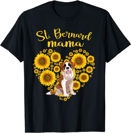 Sunflower Heart St Bernard Mama T-Shirt