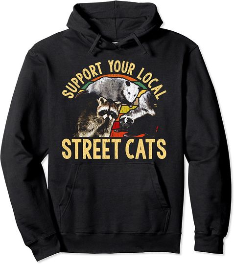 Support Local Street Cats! Raccoon, Skunk Pullover Hoodie