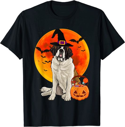 Dog Halloween St. Bernard Jack O Lantern Pumpkin T-Shirt
