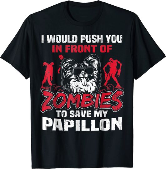 Save My Papillon Dog From ZombiesHalloween 2021 T-Shirt