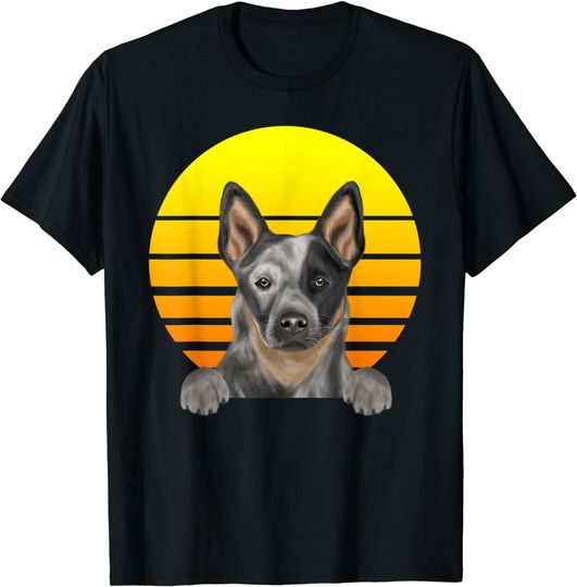 Vintage Sunset Australian Cattle Dog Dog T-Shirt