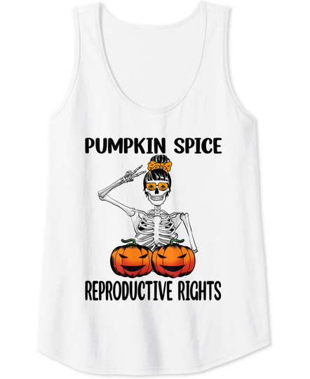 Pumpkin Spice and Reproductive Rights Halloween Skull Tank Top