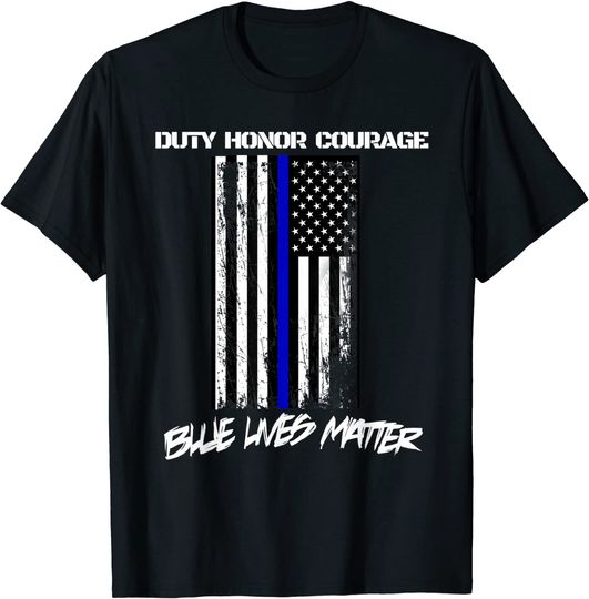 Blue Lives Matter Honoring Police & Law Enforcement T Shirt