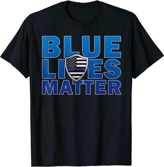 Police Thin Blue Line US Flag Police Badge Blue Lives Matter T-Shirt