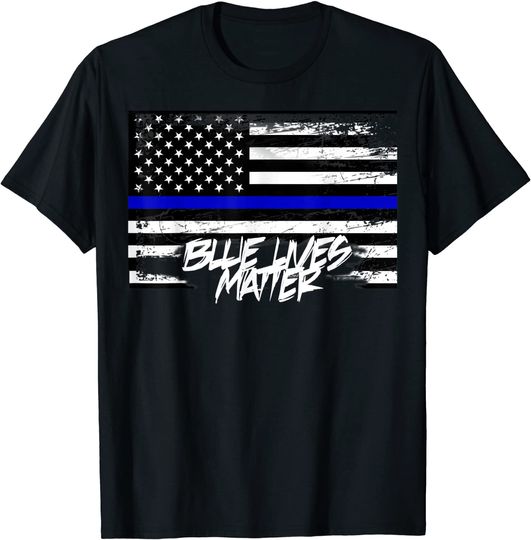 Blue Lives Matter With American Flag Thin Blue Line T Shirt