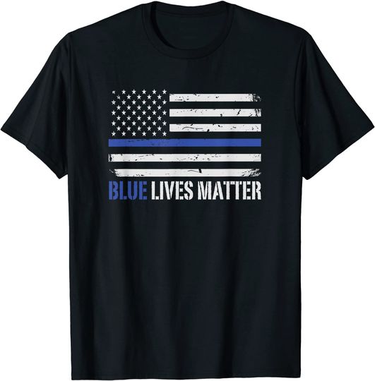 Blue Lives Matter Thin American Flag Cop T-Shirt
