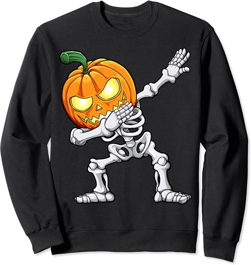 Halloween Boys Dabbing Skeleton Scary Pumpkin Jack O Lantern Sweatshirt