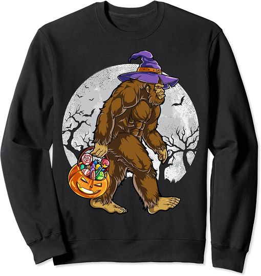 Bigfoot Witch Pumpkin Halloween Sweatshirt