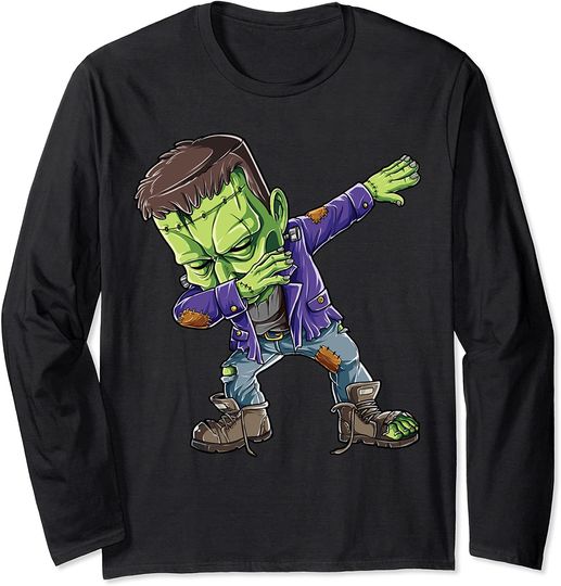 Halloween Boys Dabbing Frankenstein Long Sleeve T-Shirt