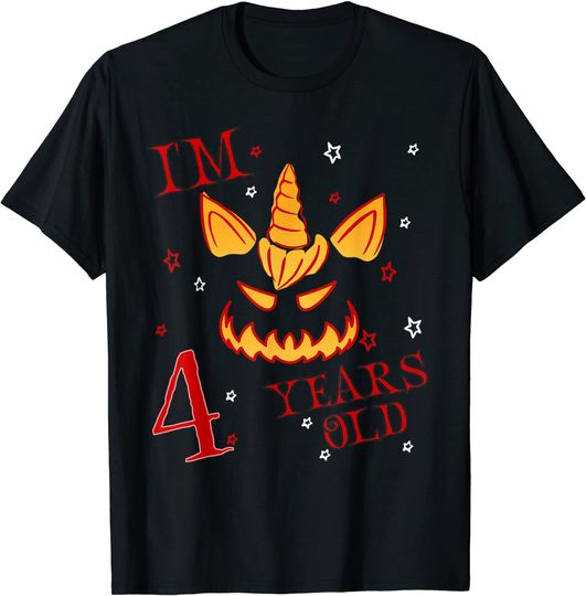 Unicorn Halloween 4th birthday I'm 4 years old Halloween T-Shirt