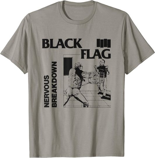 Black Vintage Arts Flag Love Bands Nervous Breakdown T-Shirt