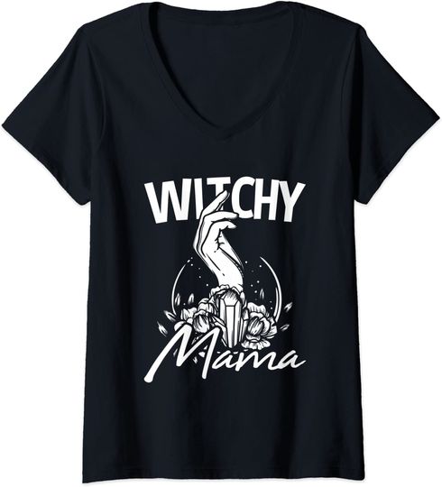 Witchy Mama 31 October Halloween Gift For A Witch V-Neck T-Shirt