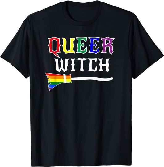 Queer Witch Pride Lesbian Gay Rainbow T-Shirt