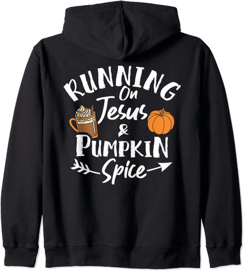 Running On Jesus And Pumpkin Spice Fall Autumn Funny Hoodie