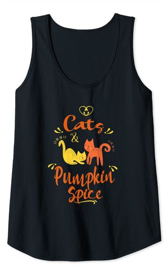 Cat Lovers Fall & Autumn Cute Love Cats & Pumpkin Spice Tank Top