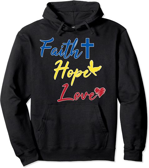 Faith Hope Love Breast Cancer Awareness Pullover Hoodie