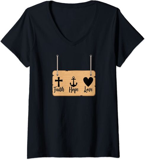 Faith Hope Love Man Christian V-Neck T-Shirt