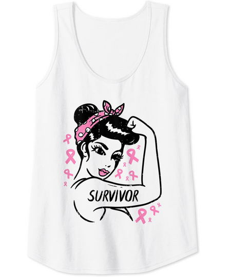 Survivor Warrior Unbreakable Ribbon Breast Cancer Awareness Tank Top