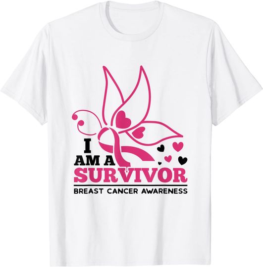 I Am A Survivor Pink Ribbon October Breast Cancer Awareness T-Shirt