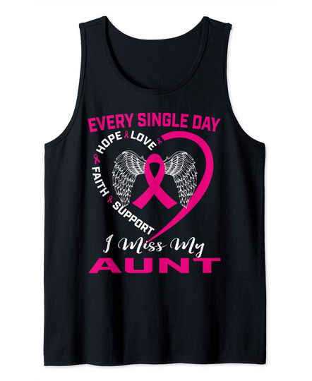 Cute I Wear Pink In Memory Of My Aunt Breast Cancer Graphic Tank Top