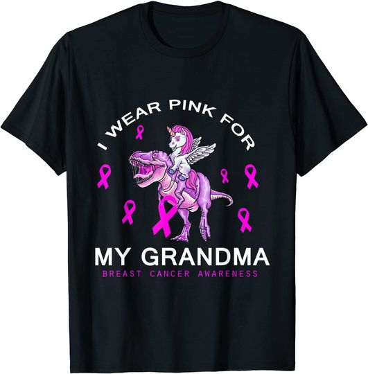 I Wear Pink For My Grandma Breast Cancer Awareness Unicorn T-Shirt