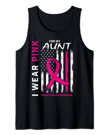 I Wear Pink For My Aunt Breast Cancer Front And Back Graphic Tank Top