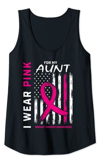I Wear Pink For My Aunt Breast Cancer Front And Back Graphic Tank Top