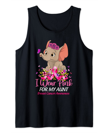 Breast Cancer Awareness Elephant I Wear Pink For My Aunt Tank Top