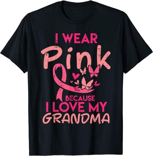 I Wear Pink Love My Grandma Breast Cancer Awareness Boy Girl T-Shirt