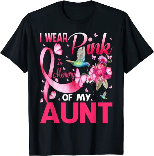 I Wear Pink In Memory Of My Aunt Breast Cancer Sunflower T-Shirt