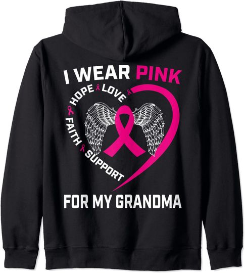 I Wear Pink For My Grandma Breast Cancer Awareness Graphic Hoodie