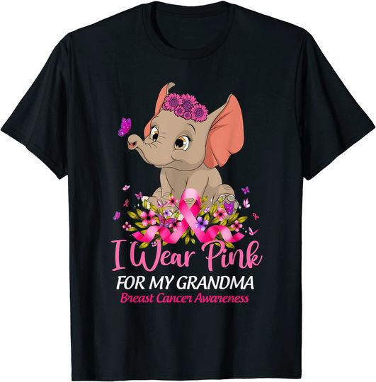 Breast Cancer Awareness Elephant I Wear Pink For My Grandma T-Shirt