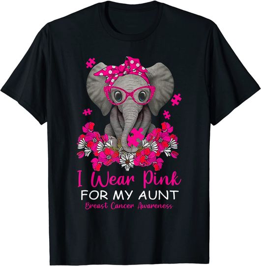 I Wear Pink For My Aunt Elephant Breast Cancer Awareness T-Shirt