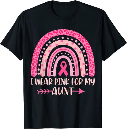 Breast Cancer Rainbow Leopard I Wear Pink for My Aunt Kids T-Shirt