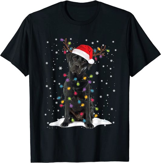 Black Lab Labrador Christmas Tree Light Pajama Dog T-Shirt