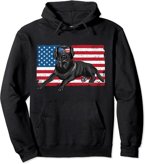 Black Labrador Retriever Black Lab Dad Mom American Flag Dog Pullover Hoodie