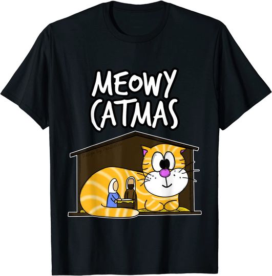 Meowy Catmas Cat Nativity Christmas 2021 Christian Funny T-Shirt