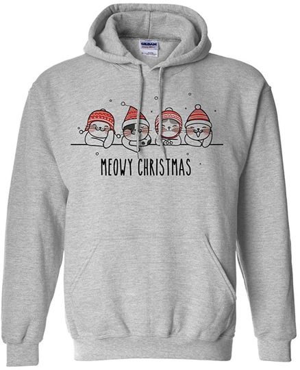 Cats in Hats Meowy Christmas Pullover Hoodie