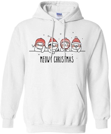 Cats in Hats Meowy Christmas Pullover Hoodie