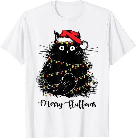 Merry Fluffmas Cats With Santa Hat Merry Christmas Gifts T-Shirt