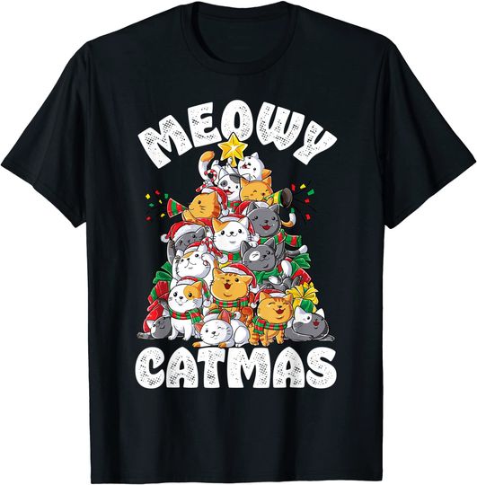 Meowy Catmas Cat Christmas Tree Xmas T-Shirt