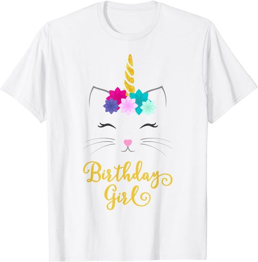 Birthday Girl Shirt Cat Caticorn T-Shirt