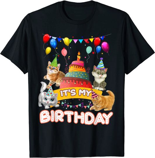 It's My Birthday Cat and Kitten Party Day Girl's T-Shirt