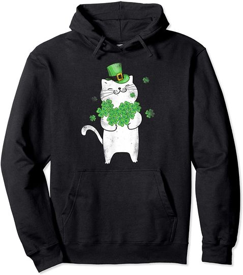 Cat Leprechaun T-Shirt Cat Lover Shamrock St Patricks Day. Blend Hoodie with color Black, Navy and more